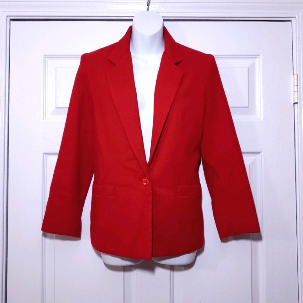 VINTAGE Dumas cherry red wool blazer